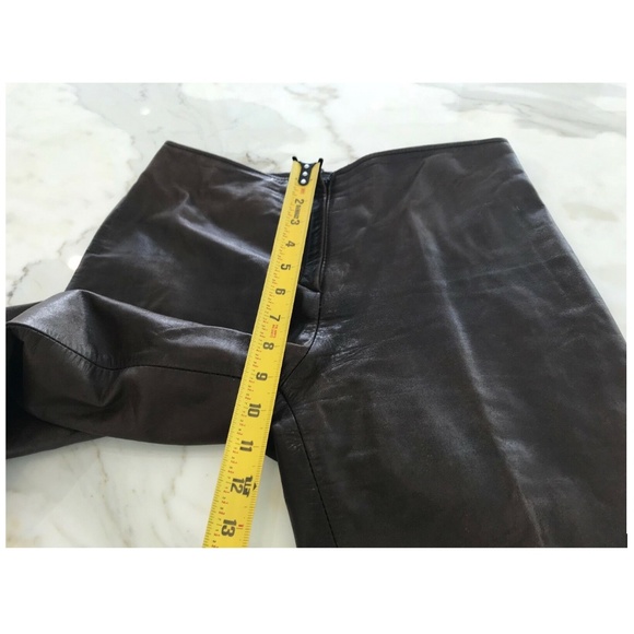 VAUNT BROWN LEATHER ITALIAN BOOTCUT PANTS SIZE US 4 - Picture 12 of 16
